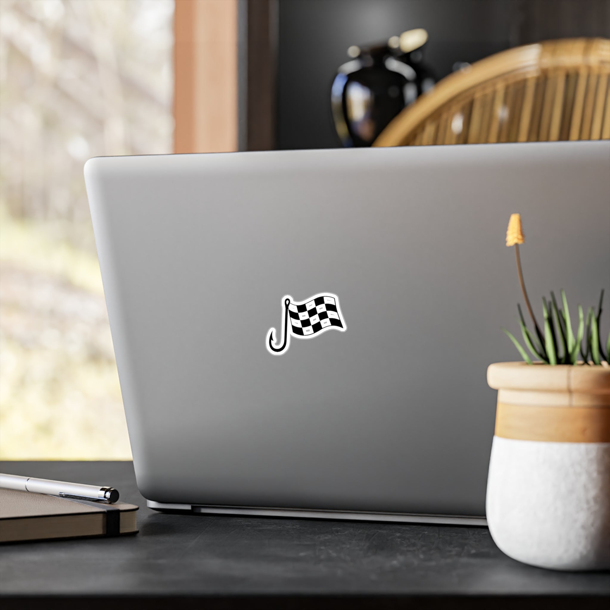 Checkered Flag Vinyl Sticker — Racing Decal for Cars, Helmets & Laptops