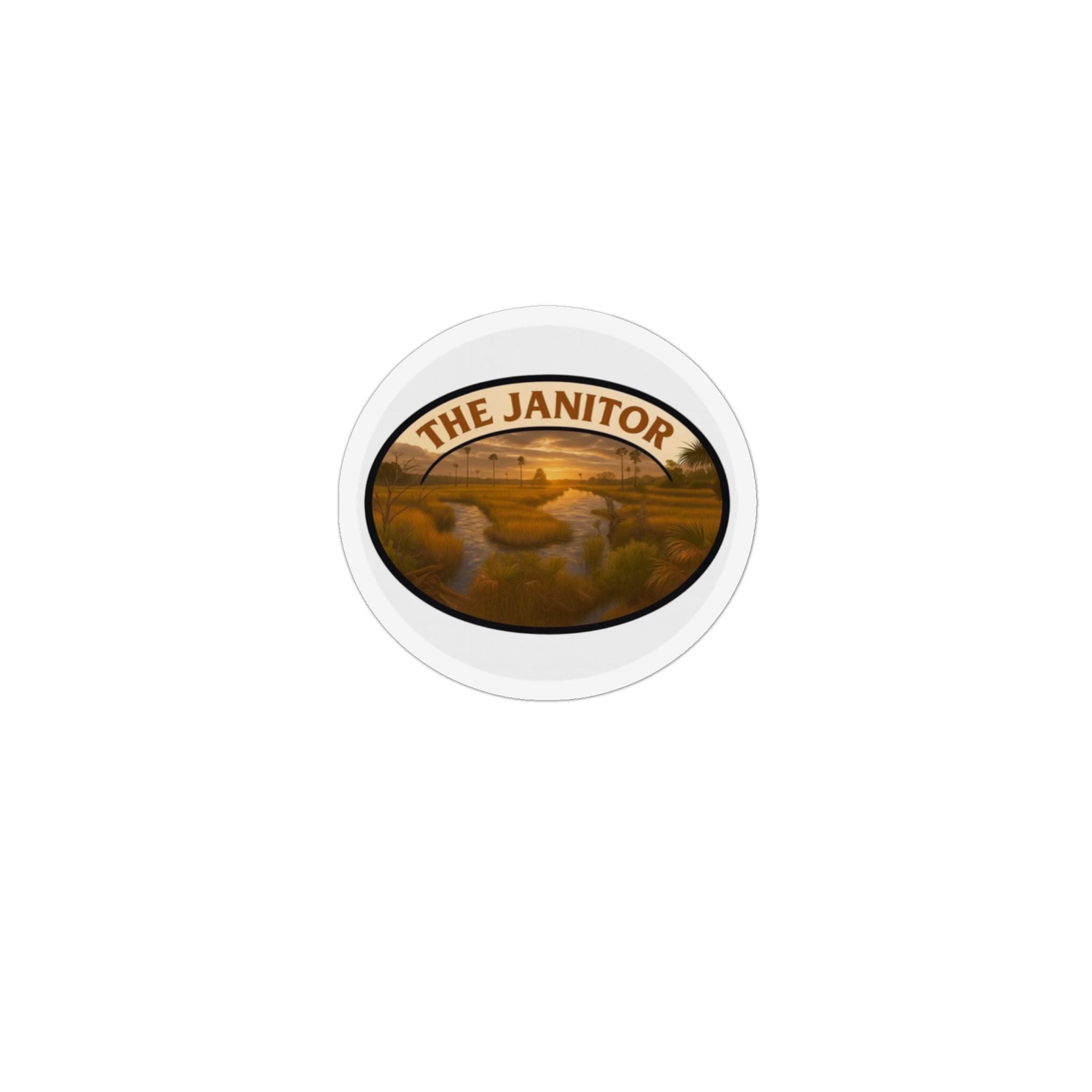 Oval 'The Janitor' Custom Shape Magnet — Vintage Landscape Fridge Magnet