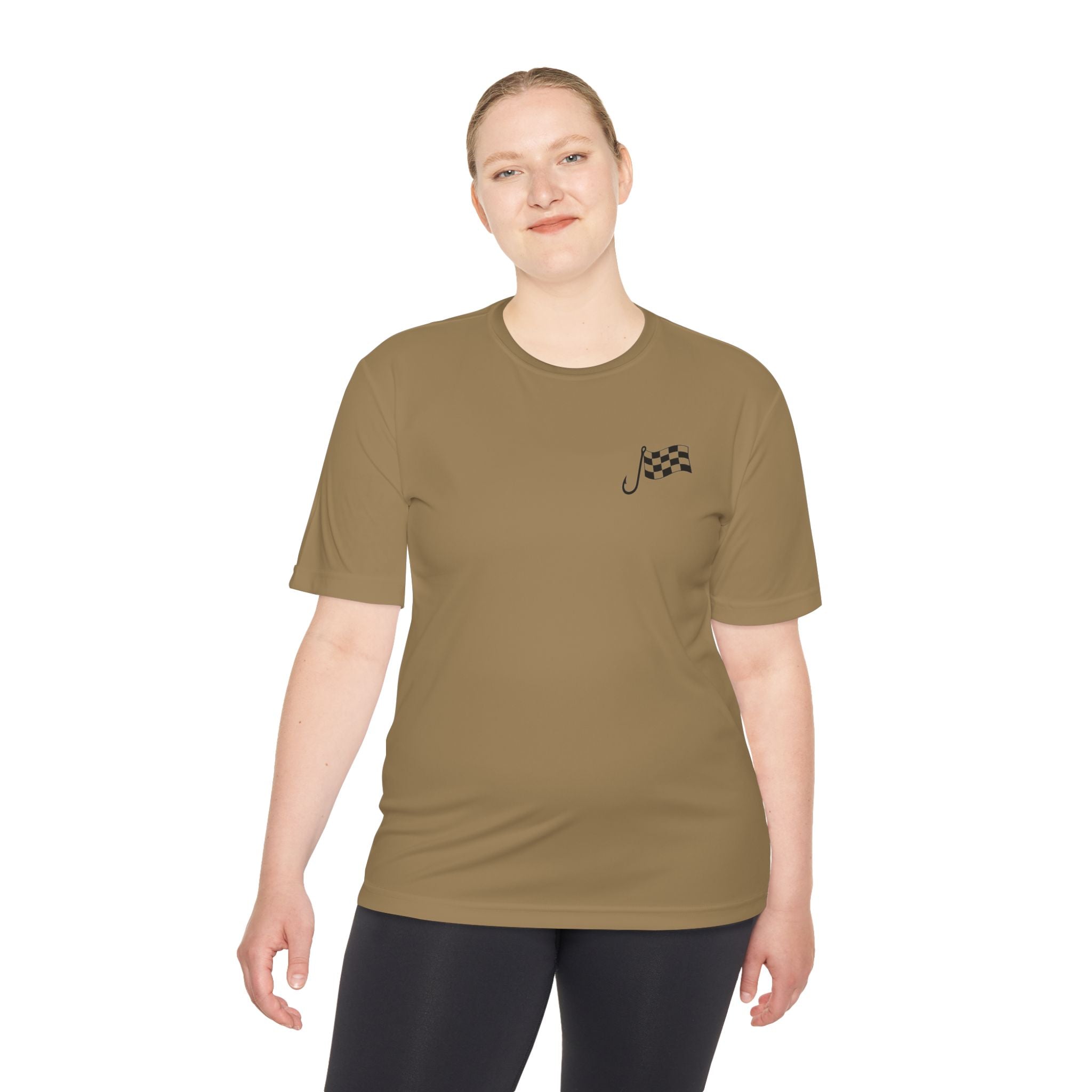 Racing Janitor Tee — "The Janitor" Moisture‑Wicking Crew Shirt with Checkered Flags