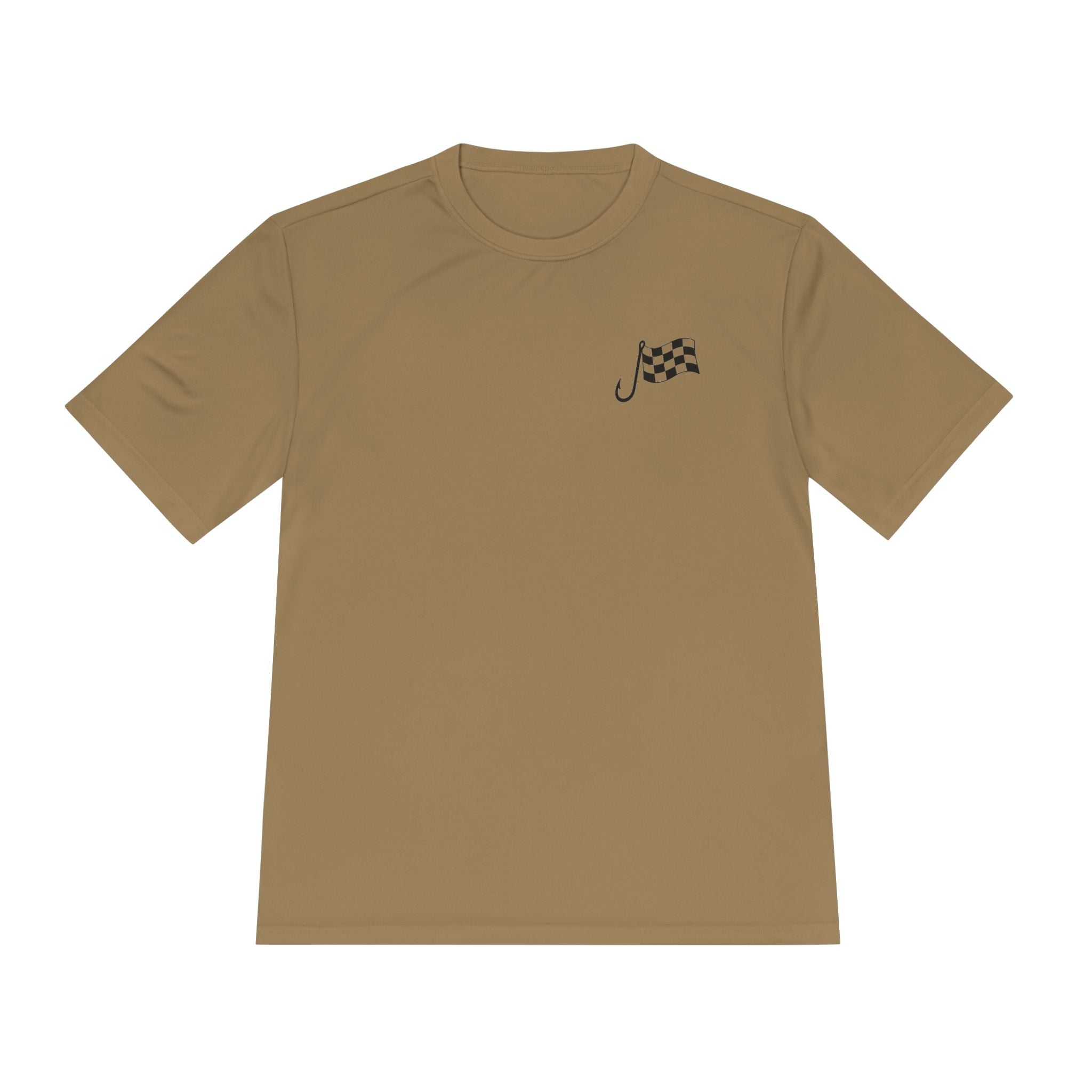 Racing Janitor Tee — "The Janitor" Moisture‑Wicking Crew Shirt with Checkered Flags