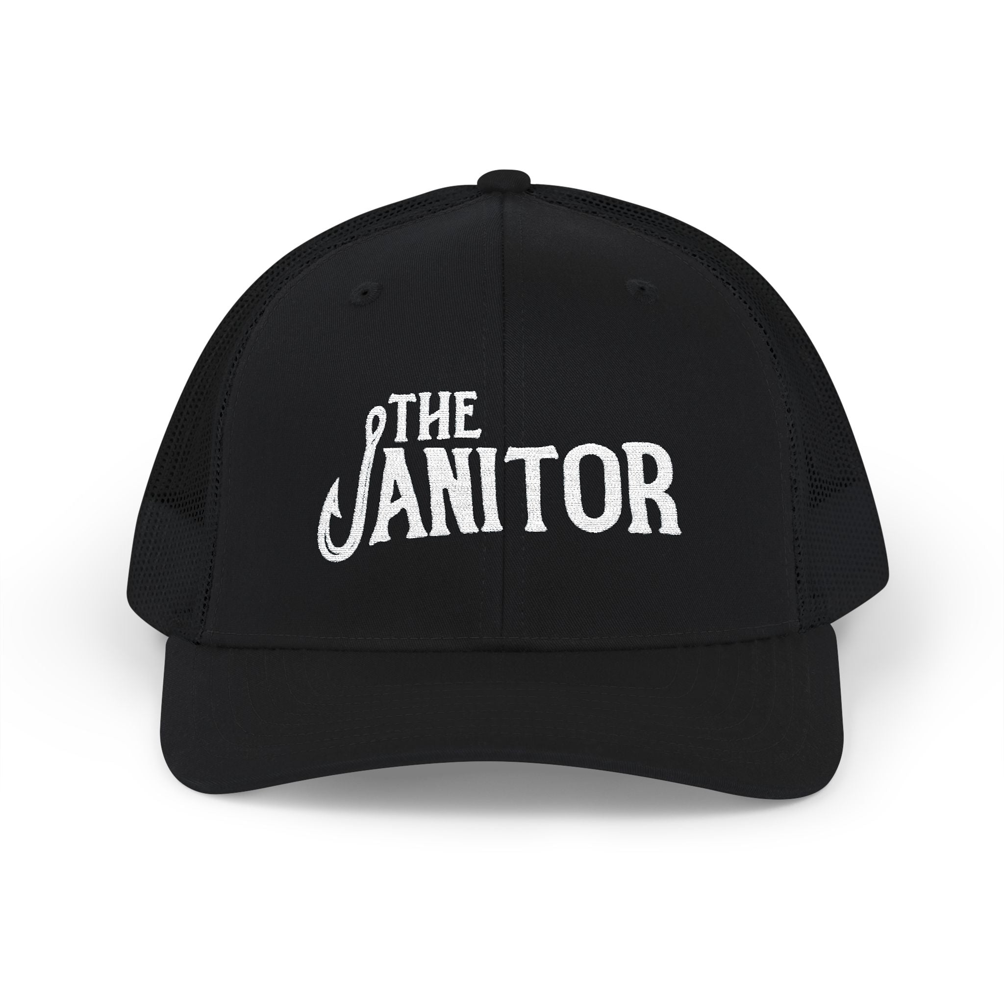 The Janitor Trucker Hat — Embroidered Snapback Cap for Custodial Staff & Gifts