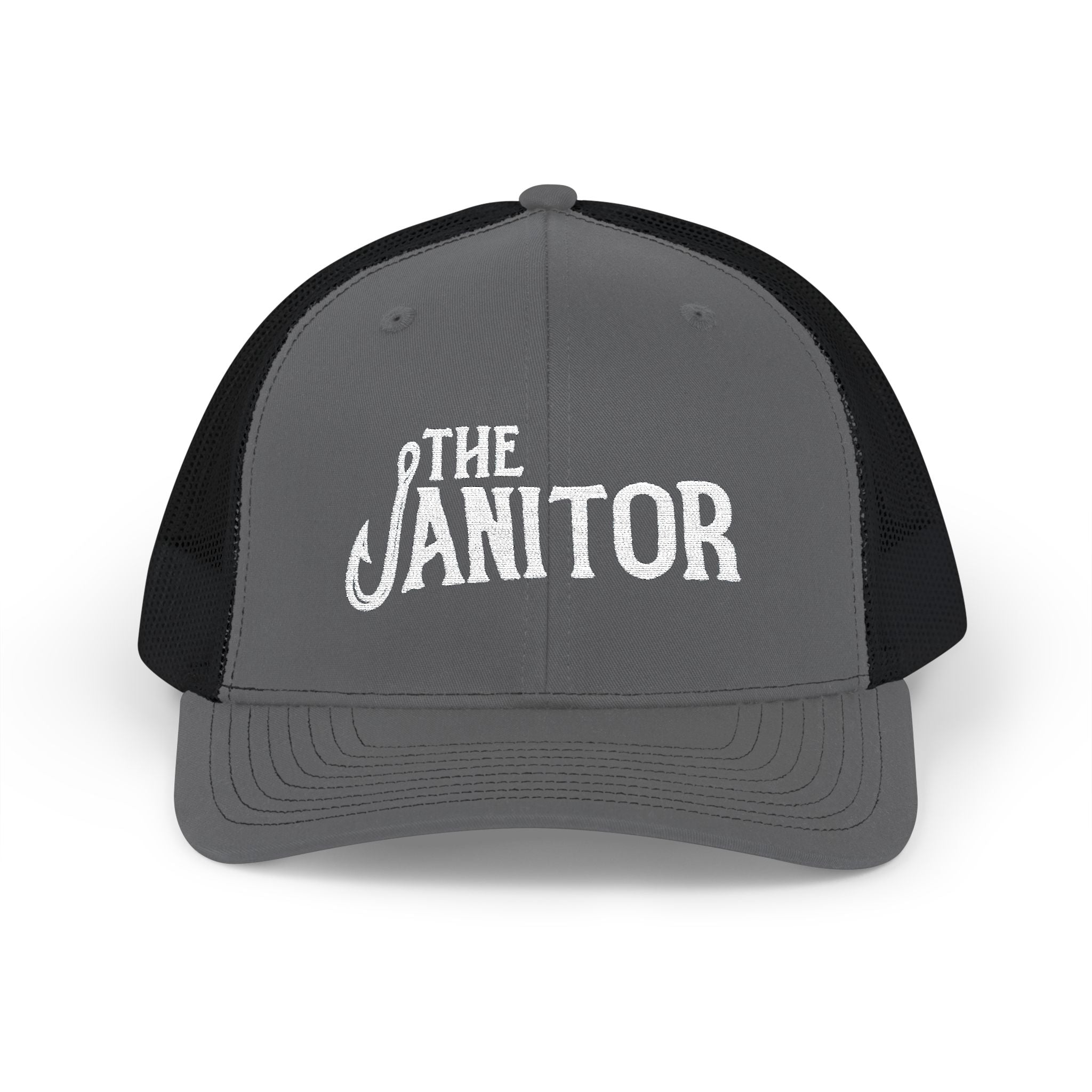 The Janitor Trucker Hat — Embroidered Snapback Cap for Custodial Staff & Gifts
