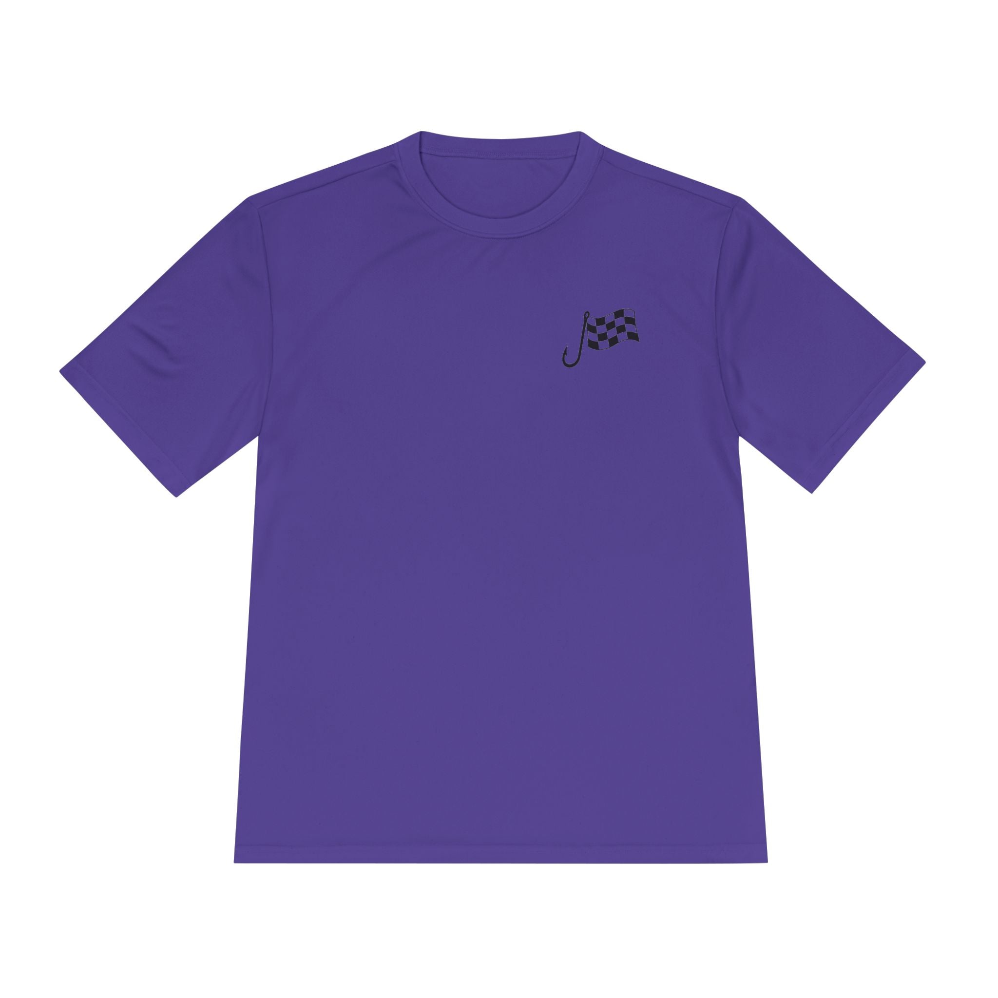 Racing Janitor Tee — "The Janitor" Moisture‑Wicking Crew Shirt with Checkered Flags