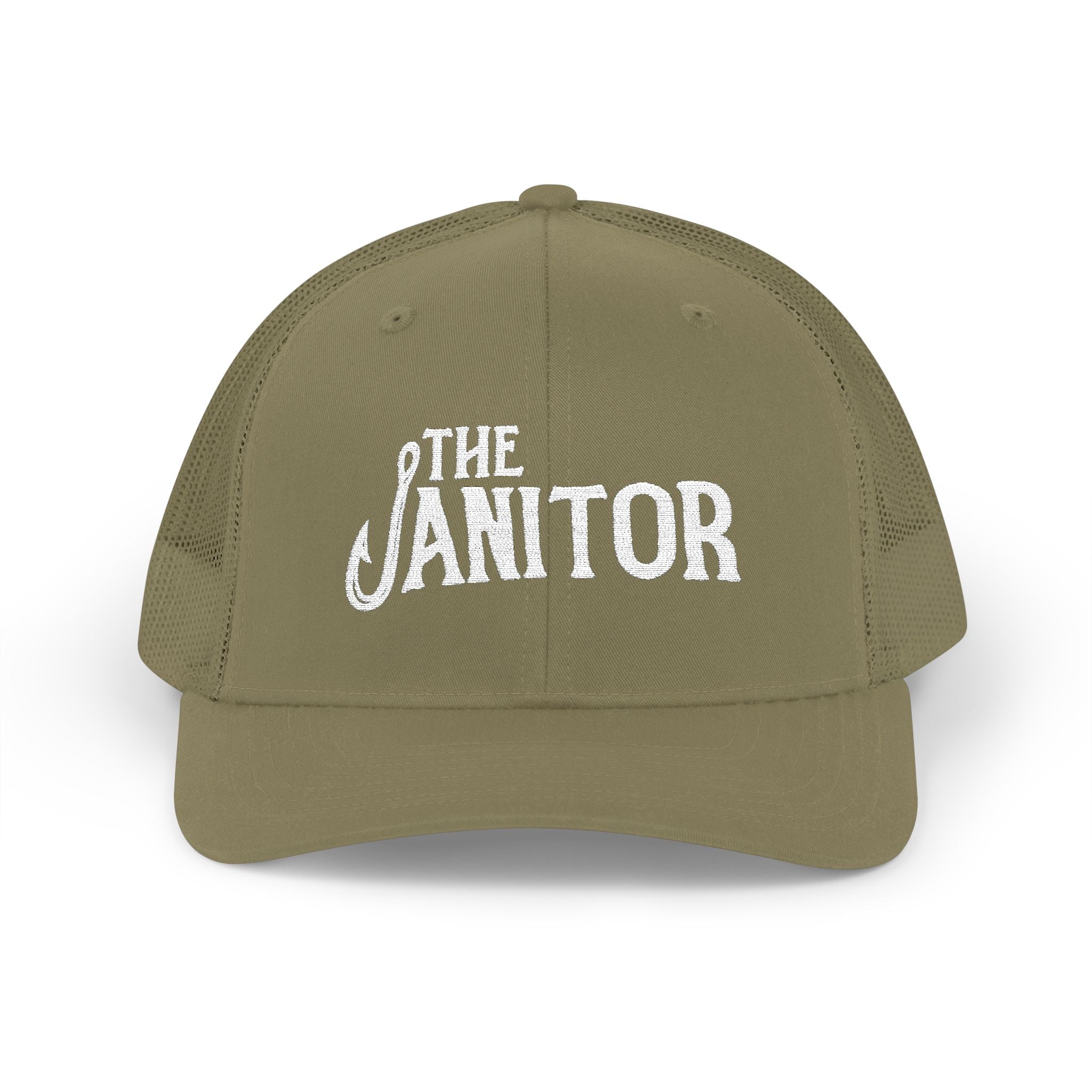 The Janitor Trucker Hat — Embroidered Snapback Cap for Custodial Staff & Gifts