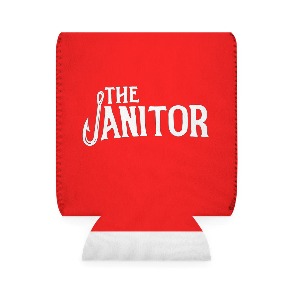 The Janitor Can Cooler Sleeve — Funny Red Beverage Koozie for Janitors, Gifts for Maintenance Workers