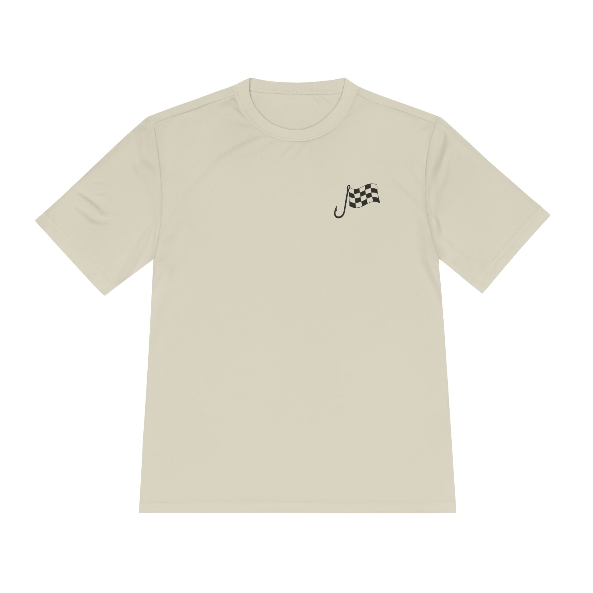 Racing Janitor Tee — "The Janitor" Moisture‑Wicking Crew Shirt with Checkered Flags