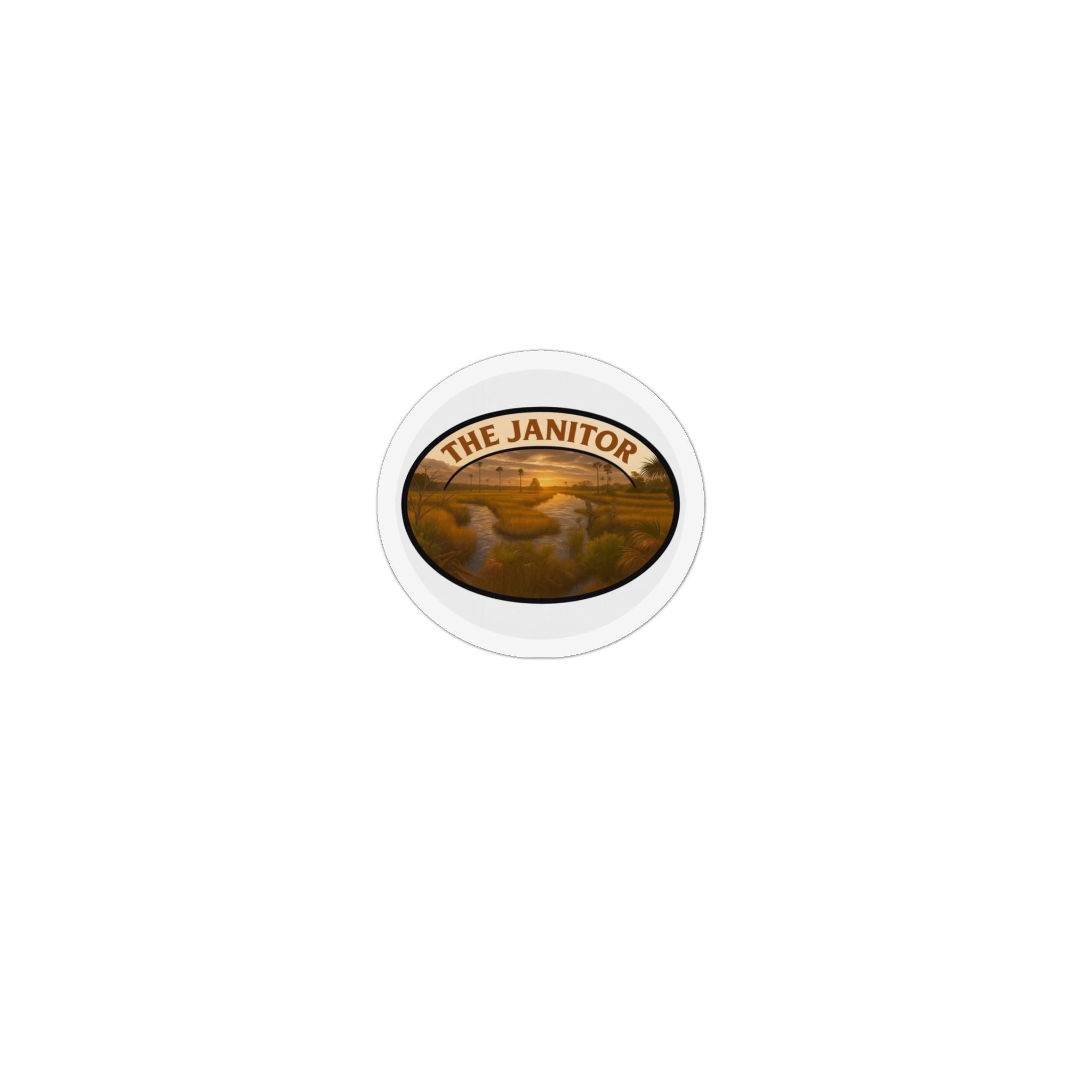 Oval 'The Janitor' Custom Shape Magnet — Vintage Landscape Fridge Magnet