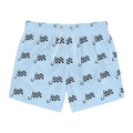Checkered Flag Swim Trunks — Light Blue Racing Pattern