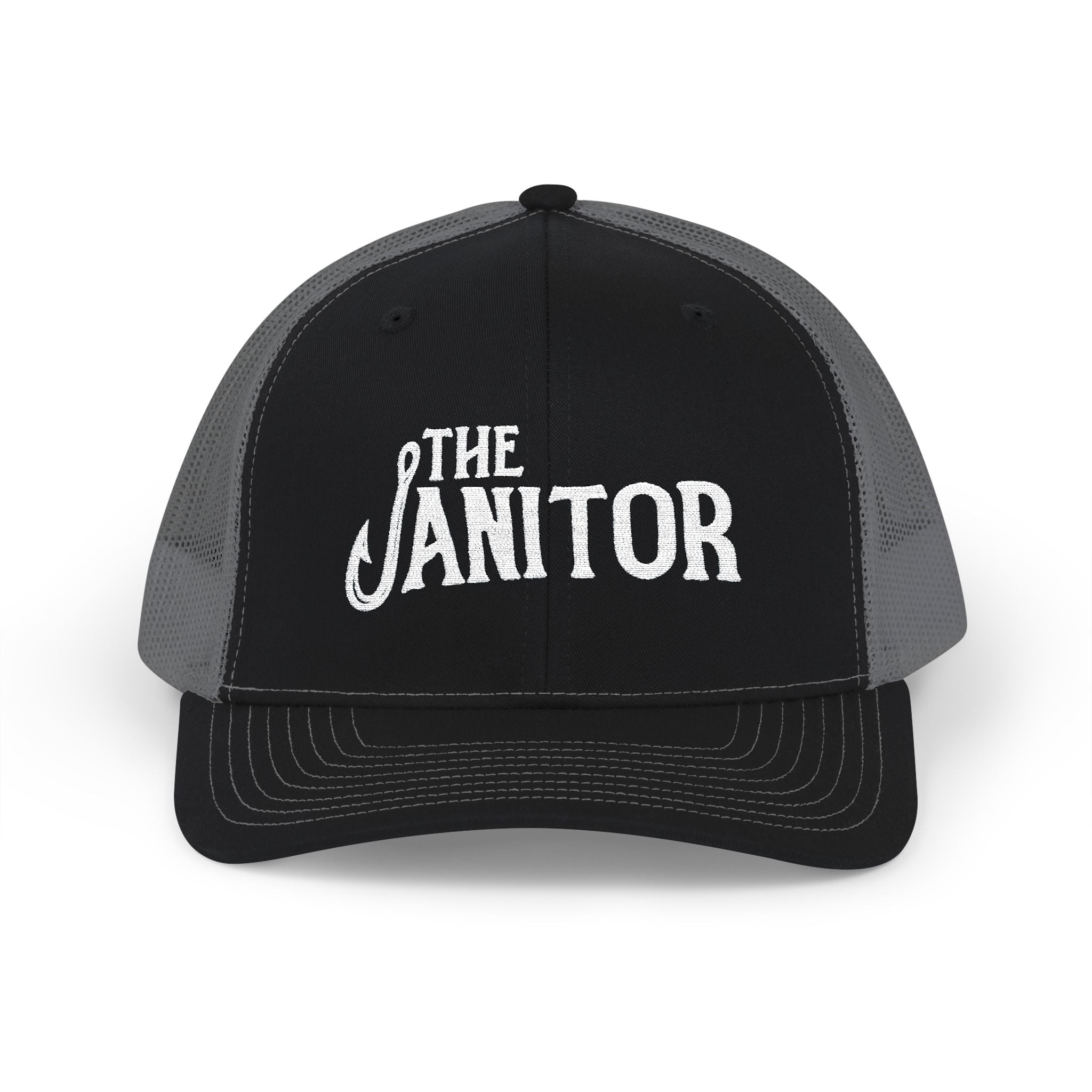 The Janitor Trucker Hat — Embroidered Snapback Cap for Custodial Staff & Gifts
