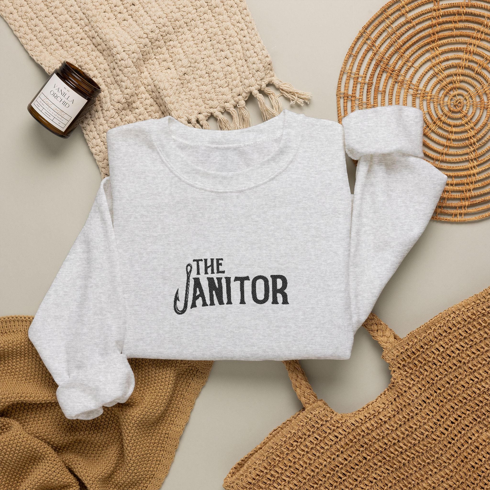 Crewneck Sweatshirt — "The Janitor" Minimal Logo Pullover