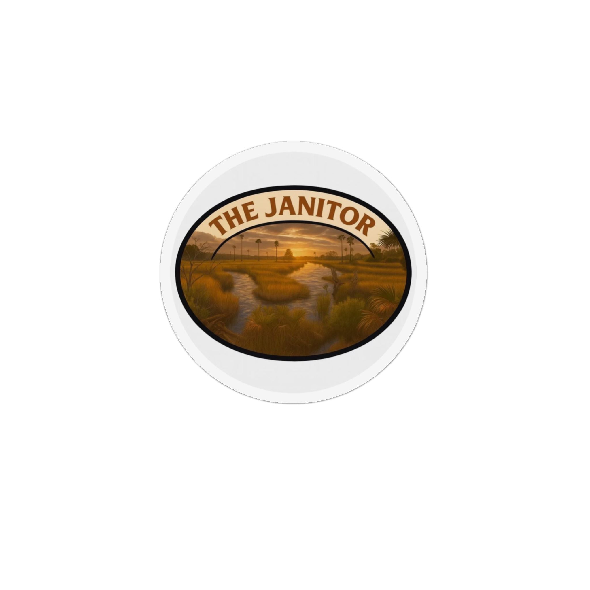 Oval 'The Janitor' Custom Shape Magnet — Vintage Landscape Fridge Magnet