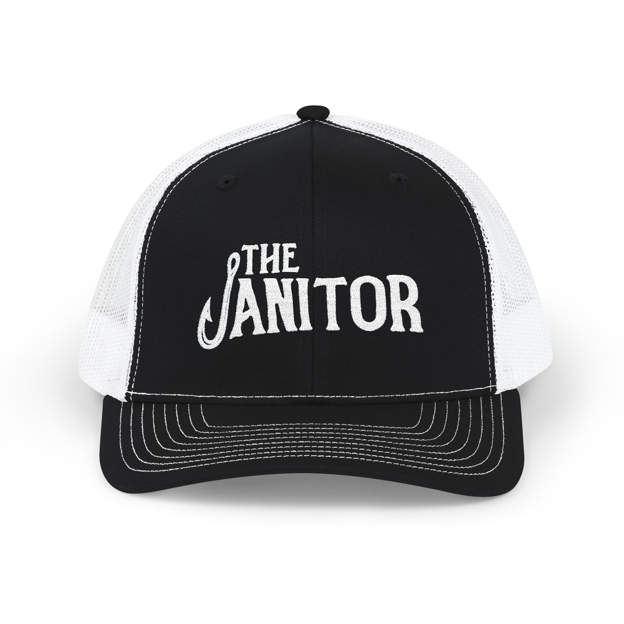 The Janitor Trucker Hat — Embroidered Snapback Cap for Custodial Staff & Gifts