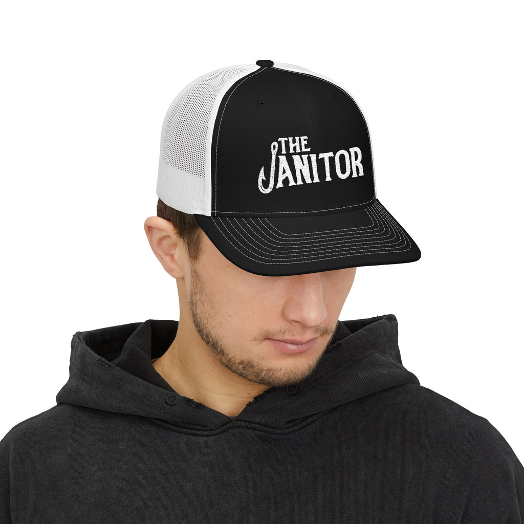 The Janitor Trucker Hat — Embroidered Snapback Cap for Custodial Staff & Gifts