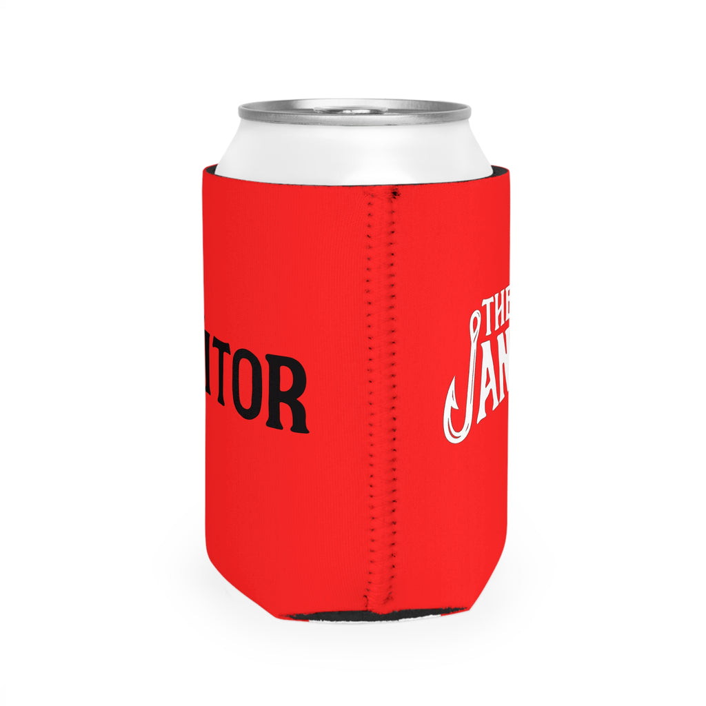 The Janitor Can Cooler Sleeve — Funny Red Beverage Koozie for Janitors, Gifts for Maintenance Workers
